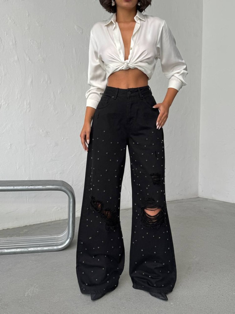 Jeansy MIDNIGHT GLAM Wide Leg – 100% Turecka Bawełna