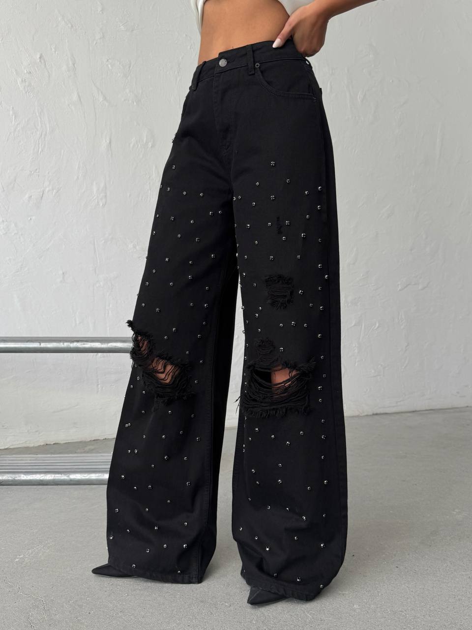 Jeansy MIDNIGHT GLAM Wide Leg – 100% Turecka Bawełna - obrazek 2