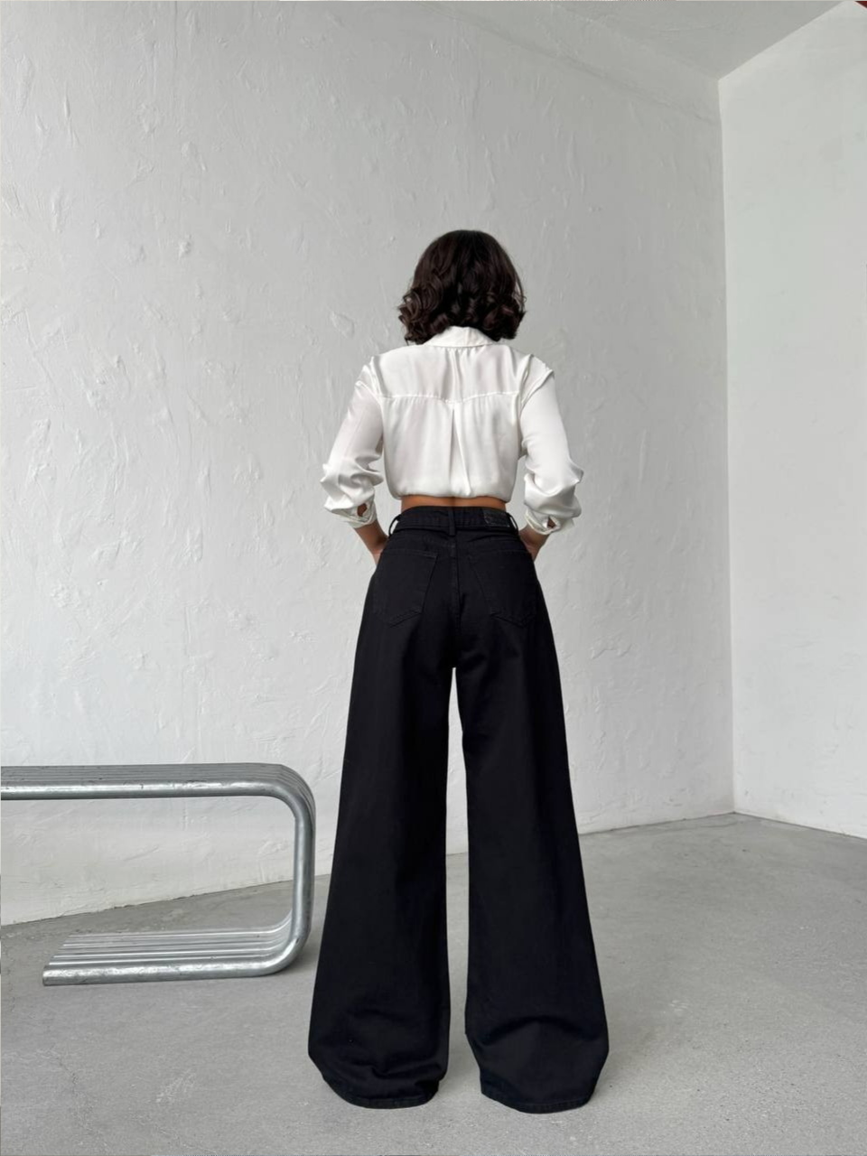 Jeansy MIDNIGHT GLAM Wide Leg – 100% Turecka Bawełna - obrazek 3